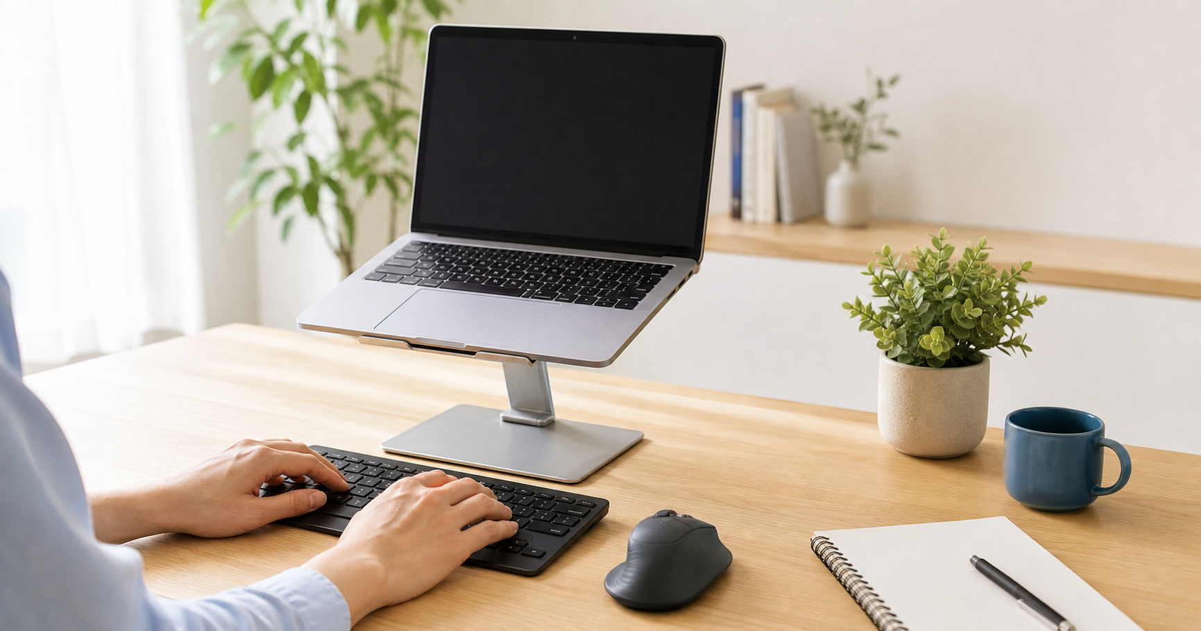 ノートPC作業で首や肩がつらい原因。スタンドを買う前に見直す3つの順番