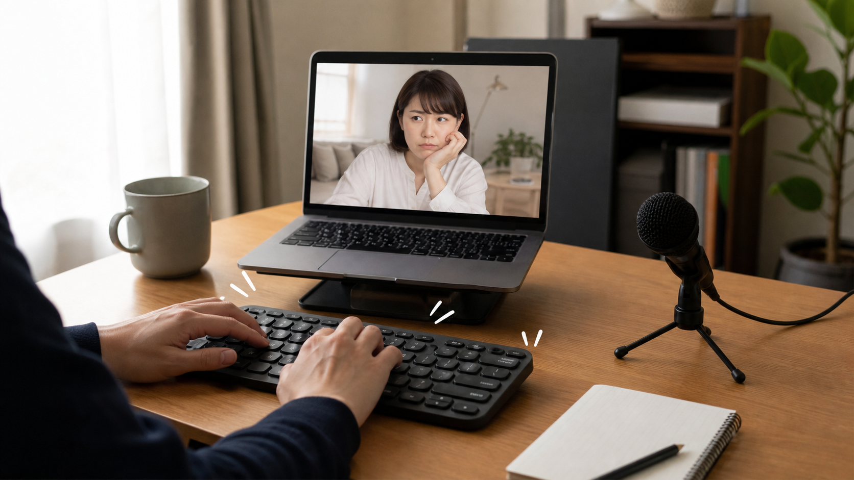 Web会議中にキーボード音が気になる在宅ワークのデスク