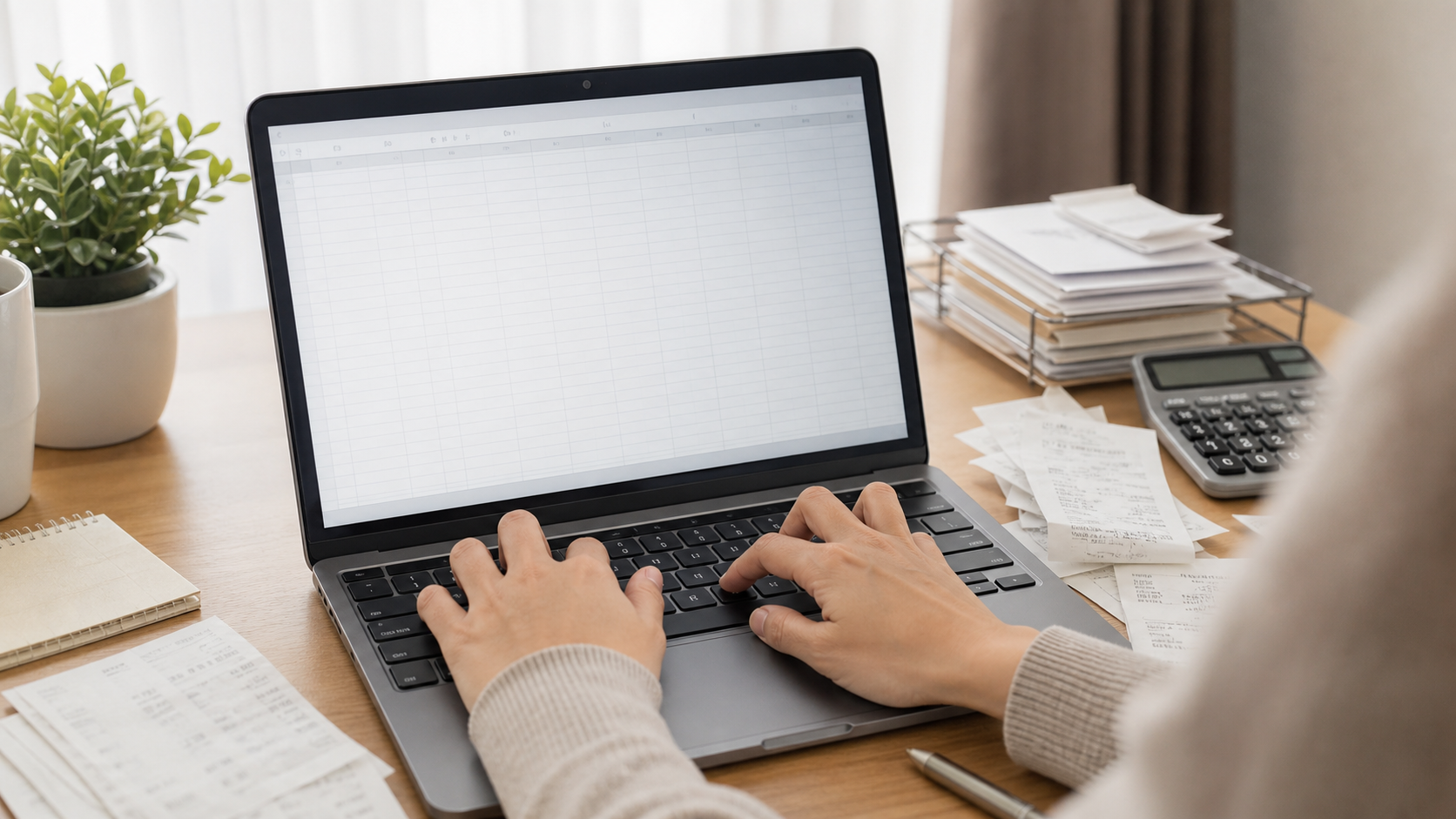 ノートPCで数字入力が多くワイヤレステンキーの必要性を感じる在宅ワーク机