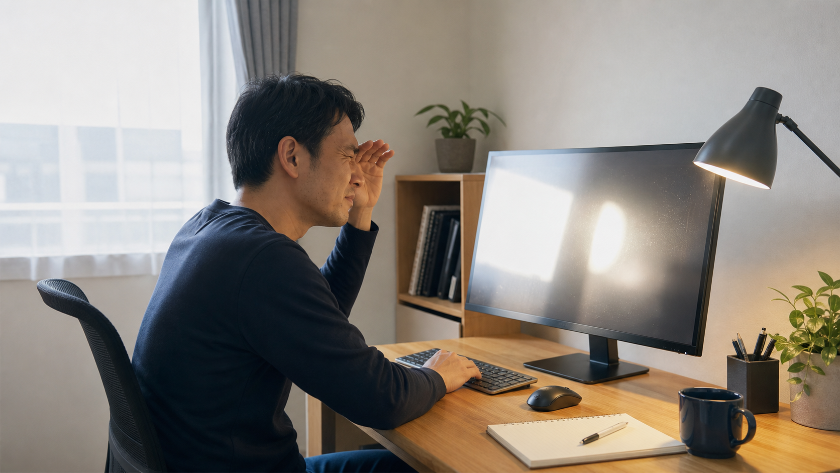 モニターの反射がまぶしい原因。フィルムを貼る前に見直す順番